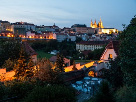 Little Town and Hradcany Castle in the evening (Prague, Czech Republic)