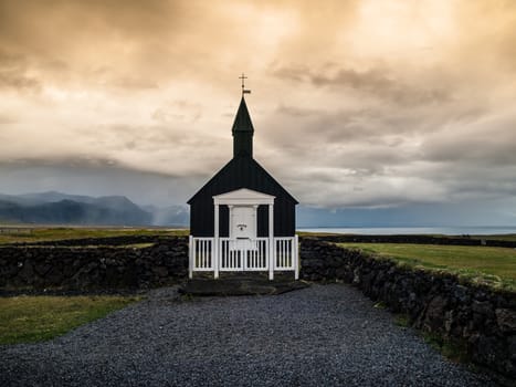 Black church on the Snafelsness Peninsula (Iceland)