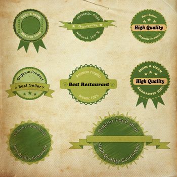  Eco and Bio Labels Collection on old paper texture for background
