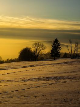 Winter evening before sunset (Czech Republic)