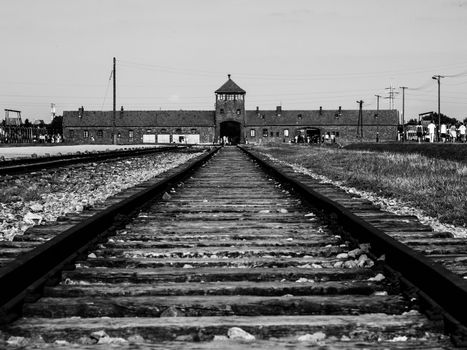 Train platform in Birkenau concentration camp (Poland)