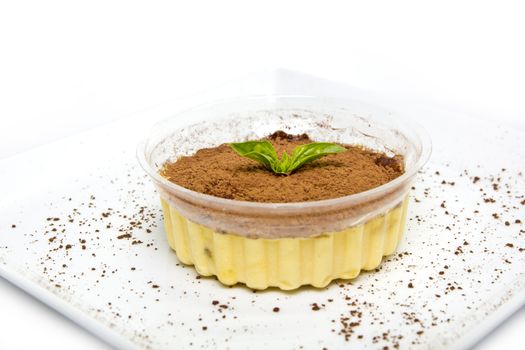 Tiramisu Cake On White plate