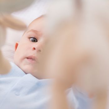 High angle portrait of cute baby boy 