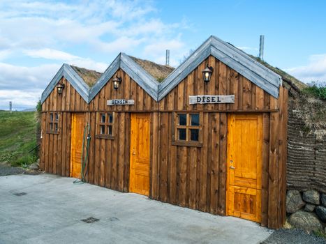 Bizarre gas station in the north of Iceland