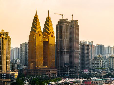 Golden towers in Chongqing city (Chongqing, China)