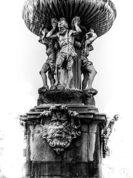 Detail Samson fountain in Ceske Budejovice (Czech Republic)