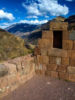Old wall on Ruins of Pisaq (Pisac, Peru)