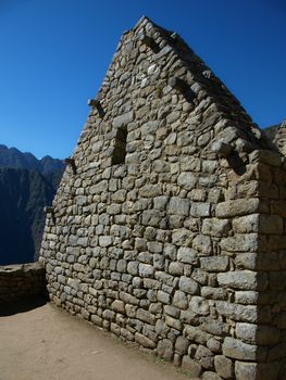 Stone gable at ruins of Machu Picchu (Peru)