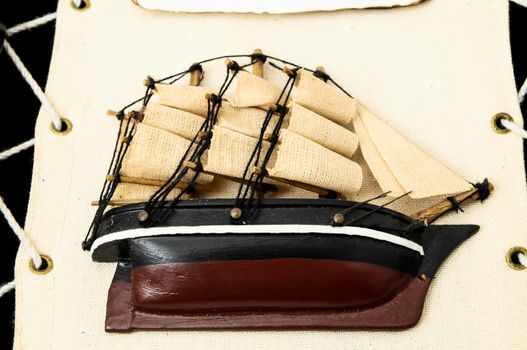 Beautiful Vintage old Wooden Pirate Sail Boat Figurine