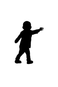 Silhouette of a child, isolated on white background.