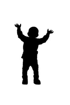 Silhouette of a child, isolated on white background.