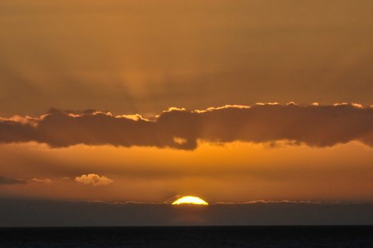 Sun Setting on the Atlantic Ocean in Tenerife Canary Island Spain