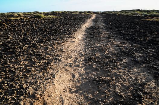 Dirt Road through the Desert in Tenerife Island Spain