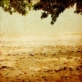 Retro beach and blue sky for background