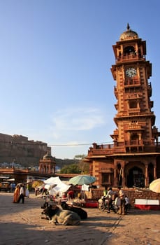 Ghanta Ghar tower, Sadar Market, Jodhpur, Rajasthan, India