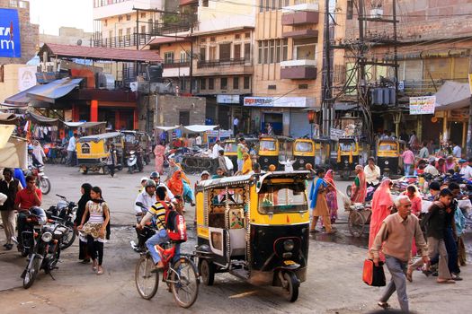 Busy street at Sadar Market, Jodhpur, Rajasthan, India