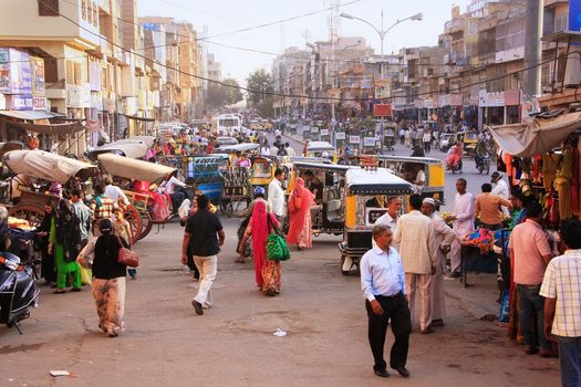 Busy street at Sadar Market, Jodhpur, Rajasthan, India