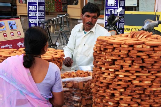 Indian man selling bread, Sadar Market, Jodhpur, Rajasthan, India