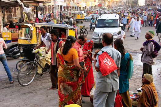 Busy street at Sadar Market, Jodhpur, Rajasthan, India