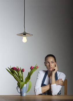 woman on a table