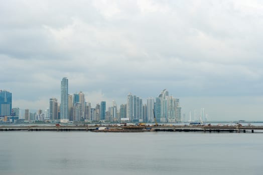 Panama city, Panama - January 2, 2014: Panama City skyscrapers skyline on sunny day in January 2014.