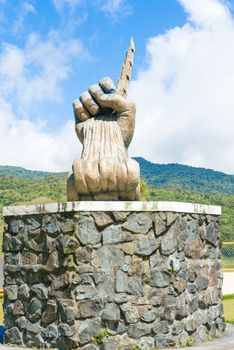 Statue near Fortuna dam in Panama on January 4, 2014