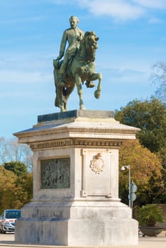 The equestrian statue of General Prim in Barcelona's Parc de la Ciutadella on January 26, 2014