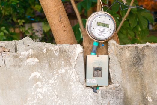 Electric meter on the wall 