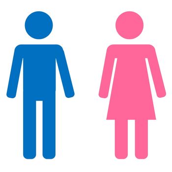 Blue male and pink female sign in white background