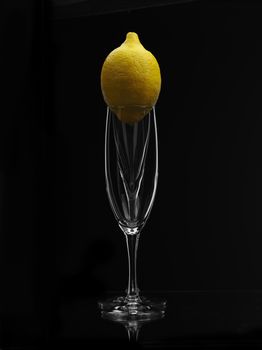 lemon on champagne glass