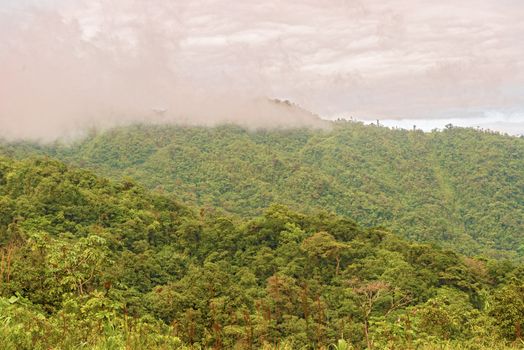 Montains and tropical rain forest in Fortuna Natinal Park in Panama on January 8, 2014.