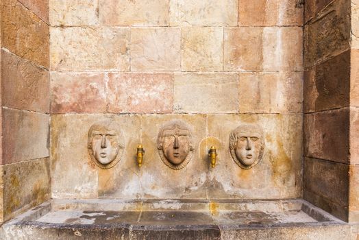Public Drinking Fountain of Three Men's Faces, Barcelona, Spain 