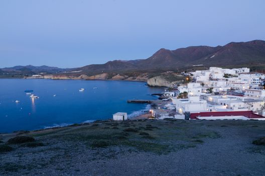 Andalusian fishing village at dusk,  Cabo de Gata, Spain