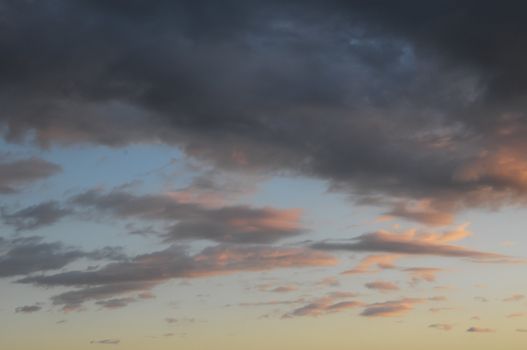 Colored Sunset Clouds Over the Atlantic Ocean in Tenerife South Spain