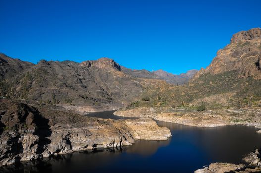 River with Dark Black Water in Canary Islands