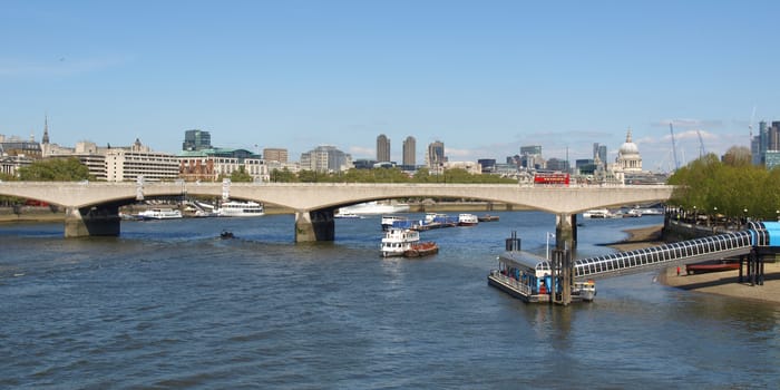 Panoramic view of River Thames, London, UK