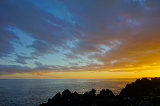 Cloudscape, Colored Clouds at Sunset near the Ocean