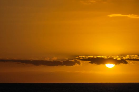 Sun Setting on the Atlantic Ocean in Tenerife Canary Island Spain