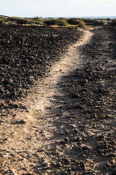 Dirt Road through the Desert in Tenerife Island Spain