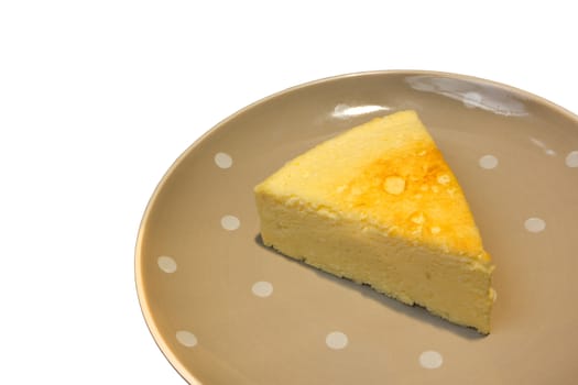 cheesecake on the plate on white background, with clipping path