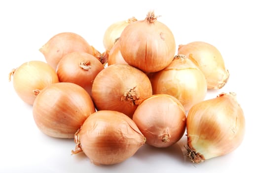 Fresh onion bulbs isolated on white background
