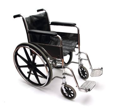 a black and silver wheel chair over white abackground