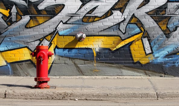 closeup of a graffiti on a wall