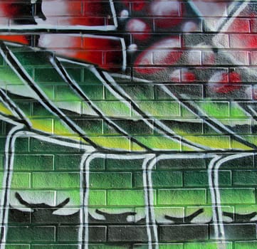 closeup of a graffiti on a wall