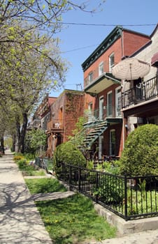 residential neighbourhood of montreal at spring