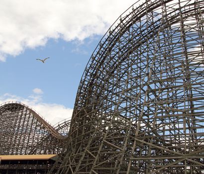 closeup of the highest wood roller coaster in the world