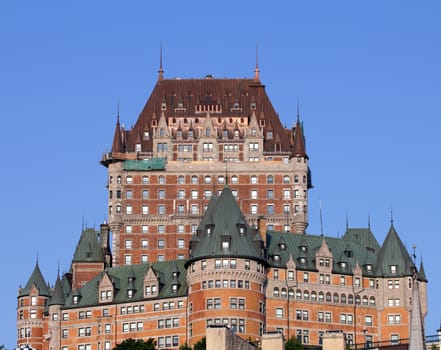 closeup of the famous castle in old quebec city