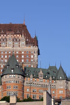 closeup of the famous castle in old quebec city