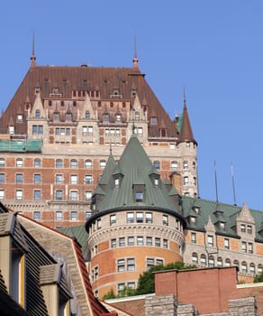 closeup of the famous castle in old quebec city