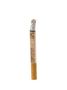 50 euro cigarette isolated on white
